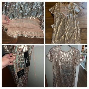New Lulus Champagne sequin dress